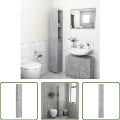 Image de The Living Store Armoire de salle de bain gris béton 25x26,5x170 cm Bois composite