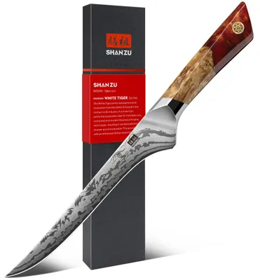 Obrázok produktu pre SHAN ZU Damascénsky nôž na filety, 18 cm, nôž na oddeľovanie mäsa s jadrom z ocele SG2