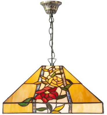 Zdjęcie produktu dla Casa Padrino luksusowa lampa wisząca Tiffany wielokolorowa 40 x 40 x wys. 95 cm - Lampa wisząca Tiffany z kwiatowym wzorem i ręcznie wykonanym szklanym kloszem