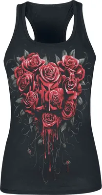 Produktbild von Spiral Top Damen Bleeding Heart schwarz Gothic, Rockwear 100% Baumwolle L