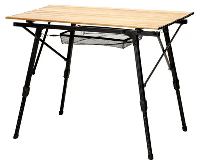 Produktbild von Campingtisch Jamsa | klappbar, höhenverstellbar, mit Netzablage, 4,1 kg leicht, bis 50 kg belastbar, 90 x 52 cm Tischplatte, wetterfest | Klapptisch für Camping und Garten