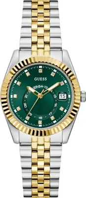 Produktbild von Guess Analoguhr Damen Jada Bicolor Silberfarben Goldfarben Grün GW0936L3