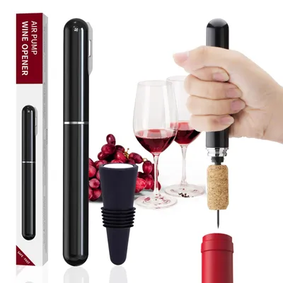 Image de Ouvre-bouteille manuel - avec bouchon en silicone pour bouteilles de vin - Noir