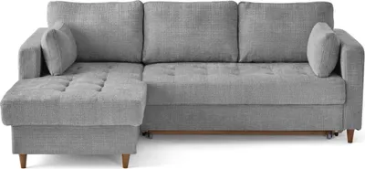 Produktbild von Lisa Design Anna - Ecksofa links 4-Sitzer Schlaffunktion und Bettkasten aus strukturiertem Samt , Grau