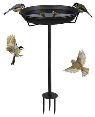 Produktbild von Vogelbad, stehend, 30 cm - Vogelbad für den Garten - Wassernapf für Vögel - Winterfest - Futterplatz - Schwarz, Metall - Vogeltränke