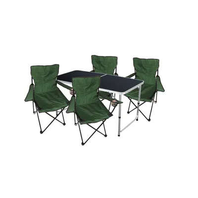 Produktbild von 5-tlg. Camping Set Gartenmöbel Campingtisch + 4 x Anglersessel Grün