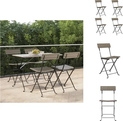Produktbild von vidaXL Bistrostühle 4 Stk. Klappbar Grau Poly Rattan und Stahl -  Gartenstühle
