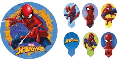 Produktbild von 2er Set Spiderman Tortenaufleger + Muffinaufstecker Geburtstag