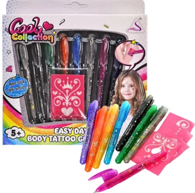 Produktbild von Großes Tattoo-Set, Glitzer-Tattoo-Schablonen, waschbarer Glitzer