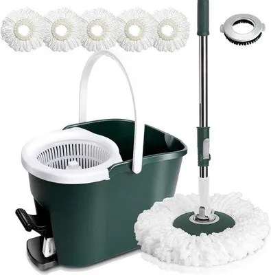 Produktbild von Bodenreiniger-Set, 8l Eimer, Teleskopstiel, Mikrofasertücher, für alle Bodenarten
