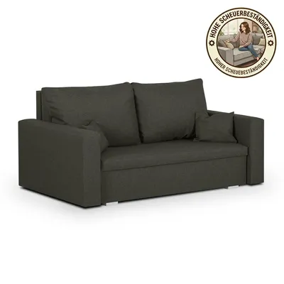 Produktbild von KomfortWelt24 2 Sitzer Sofa mit Schlaffunktion und Bettkasten - Schlafsofa 142x85 cm MONDO Dunkelgrau