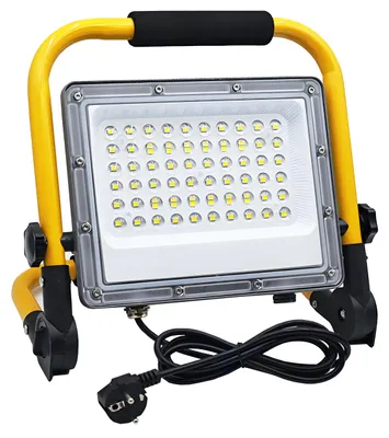 Image de Lampe de chantier LED de 50W, étanche IP66, 5000 lumens, 6500K, avec support pliable et portable