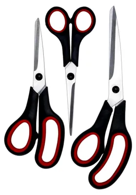 Produktbild von Edelstahl-Scheren-Set | 3 Stück: 24,5 cm, 20 cm und 17 cm | Scheren für Zuhause, Haushalt, Handwerk, Schule, Basteln und Büro