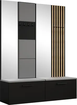 Produktbild von Masseno Garderobe-Set MODULO 161,2/204/40 cm Modern Garderobenschrank Schwarz