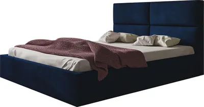 Produktbild von Polsterbett LIZBONA SLIM mit Lattenrost aus Metall und Bettkasten 140x200 cm Blau, Velourestoff  ohne Matratze