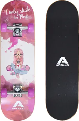 Produktbild von Apollo Kinder Skateboard, | kleines Komplett Board mit ABEC 3 Kugellagern und Aluminium Achsen | Coole Designs für Kinder | Cruiser Boards für Mädchen und Jungs | Kinder Skateboard ab 3 Jahre - "Skaterprincess" 71cm
