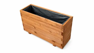 Produktbild von XXL Pflanzkübel Holz 100 cm – Extra Stabiler Blumenkasten Rechteckig, Wetterfester Pflanzkasten für Balkon, Terrasse & Garten D26 (Teak, 100x30x55cm)