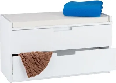 Produktbild von Garderobenbank mit integriertem Stauraum und Sitzkissen, 2 Schubladen