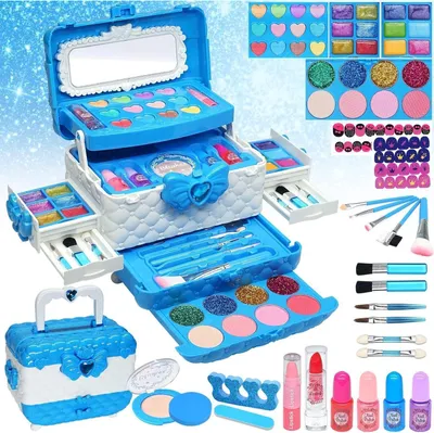 Produktbild von Kinderschminke-Set Mädchen Kinder Make-Up 57PCS Schminkset Schminkkoffer Spielzeug Weihnachts Geschenke 4-12Jahre