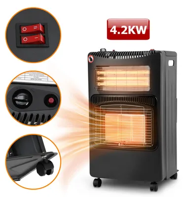 Produktbild von Eikuavons Gas-Elektroheizer mit Vollkupferventil, ODS-Sensor, Flammensicherung und automatischem Kippschutz