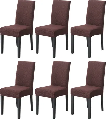 Obrázek produktu pro 6ks/sada krytů židlí Stretch Universal Jídelní židle Elastický kryt židle, Kryty židlí Odnímatelný moderní ochranný kryt pro kryt Banquet Party Hotel (Brown)