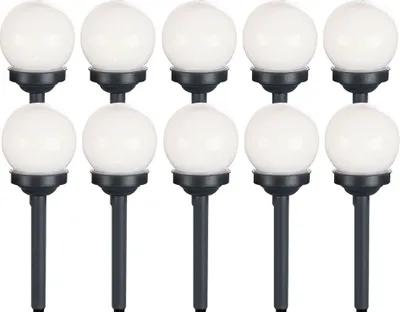 Produktbild von 10er Set LED Solarkugel weiß, Erdspieß, DxH 10x38 cm