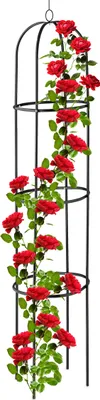 Produktbild von Relaxdays Rankhilfe Obelisk, 190 cm hoch, Ranksäule für Kletterpflanzen, aus Metall, freistehend, Rosenturm, schwarz
