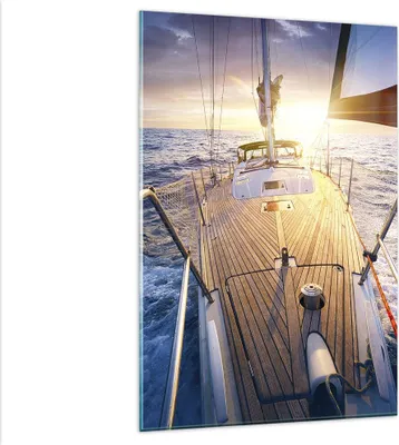 Produktbild von Bilder auf glas - Einteilig - Segelboot Meer - 80x120cm - Glasbilder - Wandbilder - Bilder - zum Aufhängen bereit - Wanddekoration aus Glas - Glas Bilder - Wandbild auf Glas - GPA80x120-4076
