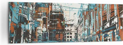Produktbild von Bild auf Leinwand - Leinwandbild - Stadt Straße Haus - 160x50cm - Wand Bild - Wanddeko - Wandbilder - Leinwanddruck - Bilder - Kunstdruck - Wanddekoration - Leinwand bilder - Wandkunst - AB160x50-3806