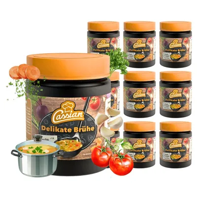 Produktbild von CASSIAN Klare Delikatess Brühe 10 x 140g Glas - ergibt 70 Liter, sofort löslich, Vorteilspack