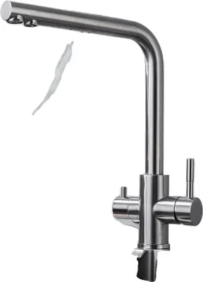 Obrázek produktu pro Kuchyňská baterie, nerezová ocel, dvojitá rukojeť, moderní design, ssd001 kartáčovaná, G1/2