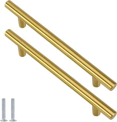 Produktbild von Ultiluxe RVS Goldene Handgriffe - 2 Stück - 128 mm mit 76 mm Lochabstand - Küchen- und Möbelgriffe