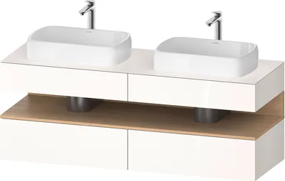 Produktbild von Duravit Qatego Konsolenwaschtischunterbau, 2 Auszüge, 2 Schubkästen, 2 Ausschnitte, 1600x550x600mm, Nische Eiche Natur, QA4779030220010