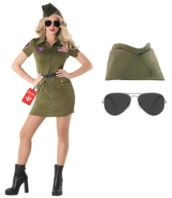 Produktbild von Fun Shack Pilotin Kostüm Damen, Kampfjet Pilot Kostüm Damen, Piloten Kostum, Faschingskostüme Frauen, Karneval Kostum Frauen, M