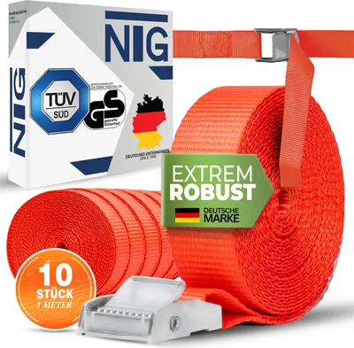 Produktbild von Spanngurt Zurrgurt Klemmschloss Klemmschlossgurt 10 Stück Set 1m 250kg daN