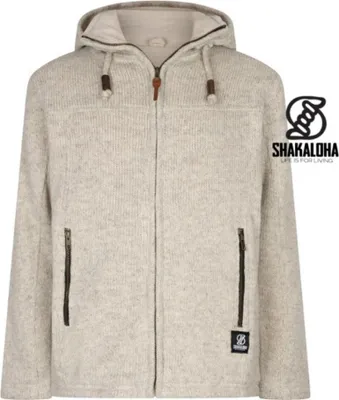 Immagine prodotto di Gilet in lana lavorato a maglia Shakaloha Navigator Beige Cream con fodera in pile e cappuccio staccabile - Uomo/Uni - Realizzato a mano in Nepal con lana di pecora
