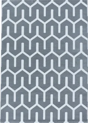 Obrázok produktu pre Kratkosrstý koberec do obývačky, sivý, obdĺžnikový, 140x200 cm, geometrický vzor