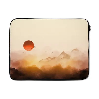 Produktbild von MuchoWow® Laptop Hülle 15 Zoll Gemälde - Vogel - Berge - Sonne - Öl Laptoptasche - Laptoptasche - Sleeve - Rundum-Schutz