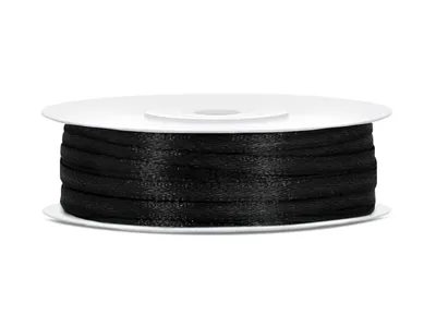 Zdjęcie produktu dla Wstążka satynowa 3 mm/50 m Czarna Party Deco