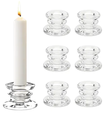 6er-Set Glas-Kerzenhalter für Stabkerzen, Tischdeko