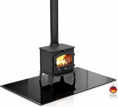Produktbild von HOOZ Funkenschutzplatte – ESG Sicherheitsglas 6mm, rechteckige Bodenschutz Glasplatte mit Facettenschliff, hitzebeständig bis 300 °C, Schwarz 125x65cm