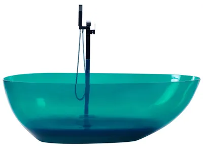 Produktbild von BELIANI Badewanne Blaugrün Mineralwerkstoff 169x78 cm Oval Freistehend mit Klickverschluss Stöpsel für 1 Person Modernes Design Badezimmer Ausstattung