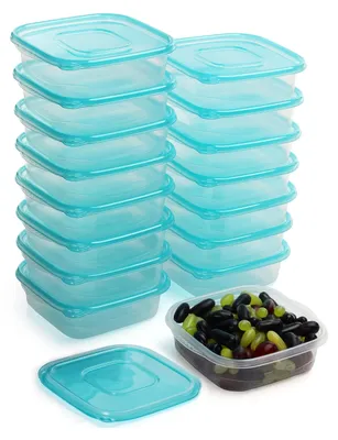 Produktbild von Freshly Contained Frischhaltedosen mit Deckel Kunststoff Quadratisch (16 Stk) - 710 ml Mehrweg Plastikbehälter mit Deckel BPA-Frei - Für