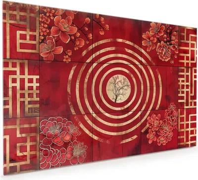 Produktbild von Küchenrückwand Spritzschutz Glas mit Motiv Blumenmuster Kreise 40 x 40 cm