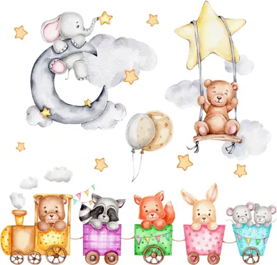 Produktbild von Wandtattoo Zug, Tiere, mit umweltfreundlichen, geruchsneutralen Druckfarben - Wandsticker, Wandaufkleber Kinder 100 x 170 cm