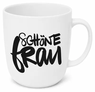 Produktbild von Schöne Frau Porzellan Becher 350 ml Weiß Schwarz Kaffeetasse