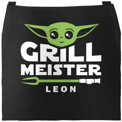 Produktbild von Grill-Schürze für Männer Grillmeister mit Name Parodie lustig Moonworks® Grillmeister schwarz Herren