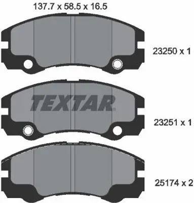 Produktbild von Textar Bremsbeläge vorne für Opel Frontera B 2,2-3,2 + DTI ohne Sensor Akebono