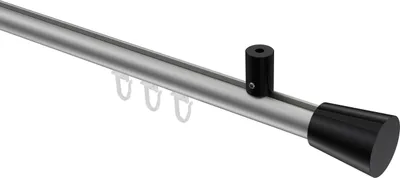 Produktbild von Interdeco Innenlaufstange / Gardinenstange mit Innenlauf Silbergrau / Schwarz, Typ Sonius Sitra (Konus) Deckenmontage, 20 mm Ø 1-läufig, 200 cm