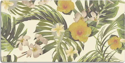 Produktbild von Schreibtischmatte Tischunterlage 90x45 cm Mauspad - Tropische Blätter und Blumen